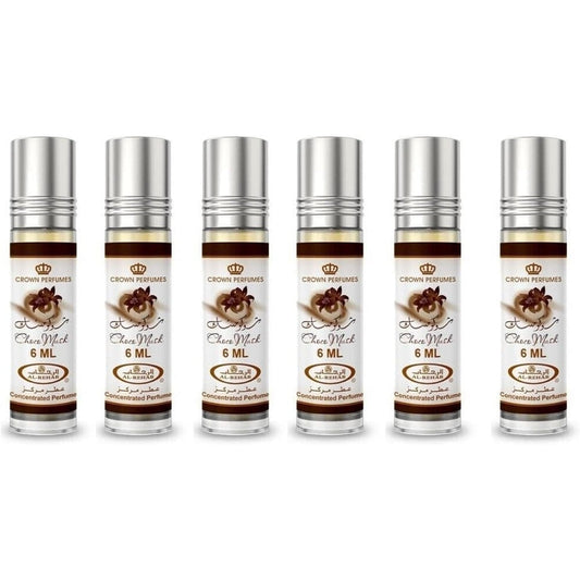 Al-Rehab Choco Musk Concentrated Perfume Rollerball pack of 6 bottles front view