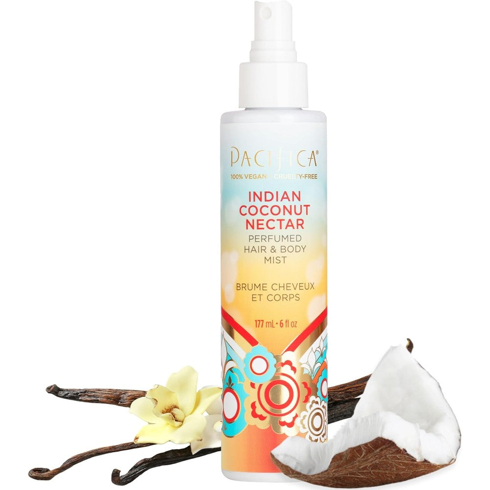 Pacifica Beauty Indian Coconut Nectar Hair And Body Mist front view bottle packaging