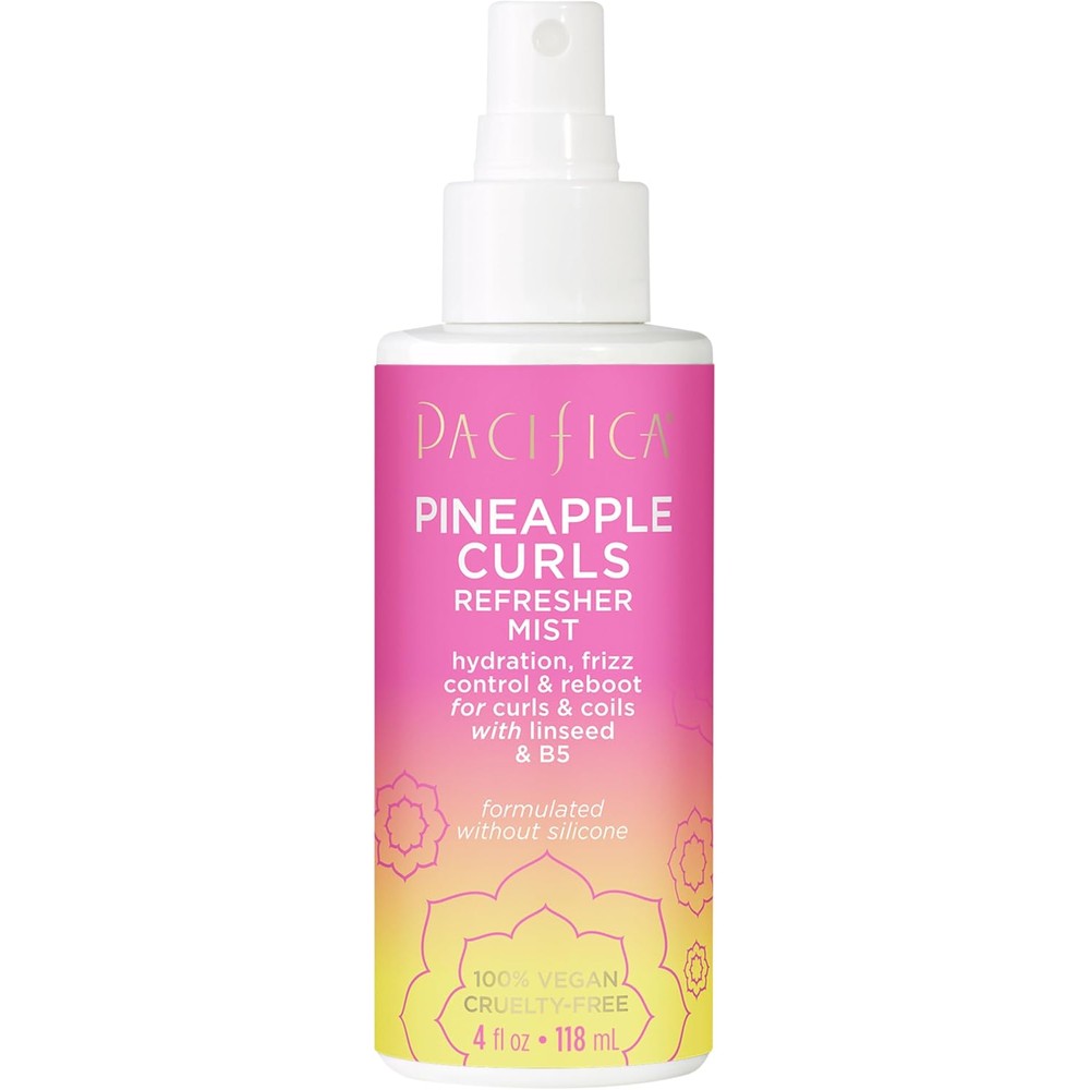 Pacifica Pineapple Curls Refresher Mist front bottle view for curly hair