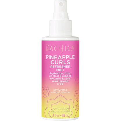 Pacifica Pineapple Curls Refresher Mist front bottle view for curly hair