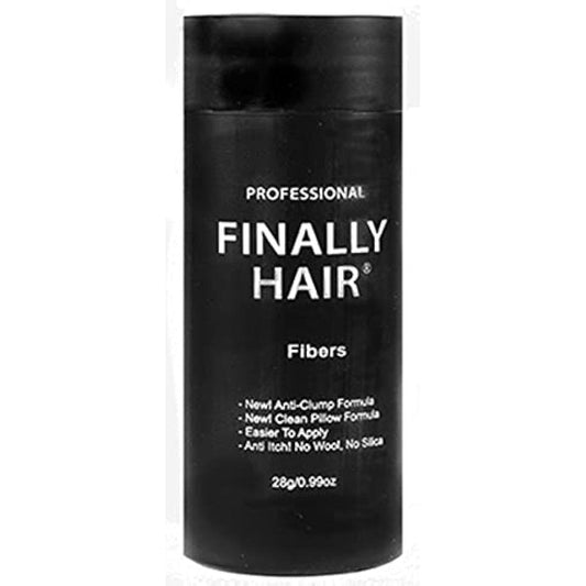 Finally Hair Hair Building Fibers Medium Salt And Pepper refillable bottle front view showcasing the premium grooming product packaging.