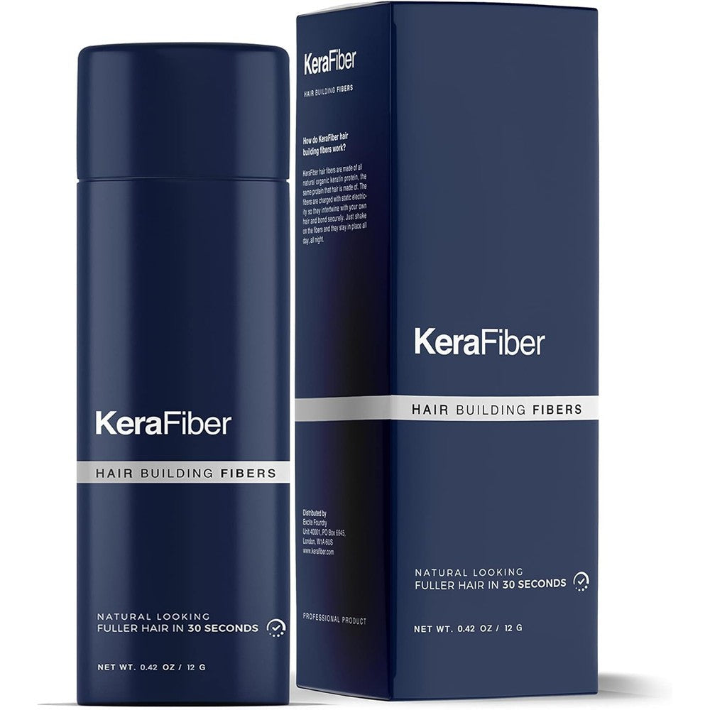KeraFiber Professional Hair Building Fibres Dark Brown twelve grams front view showing packaging.