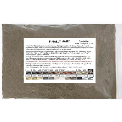 Finally Hair Building Fibers Medium Brown Refill front view of fifty gram packaging