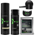 Ustar hair building fibers set front view featuring black 77.5 gram packaging