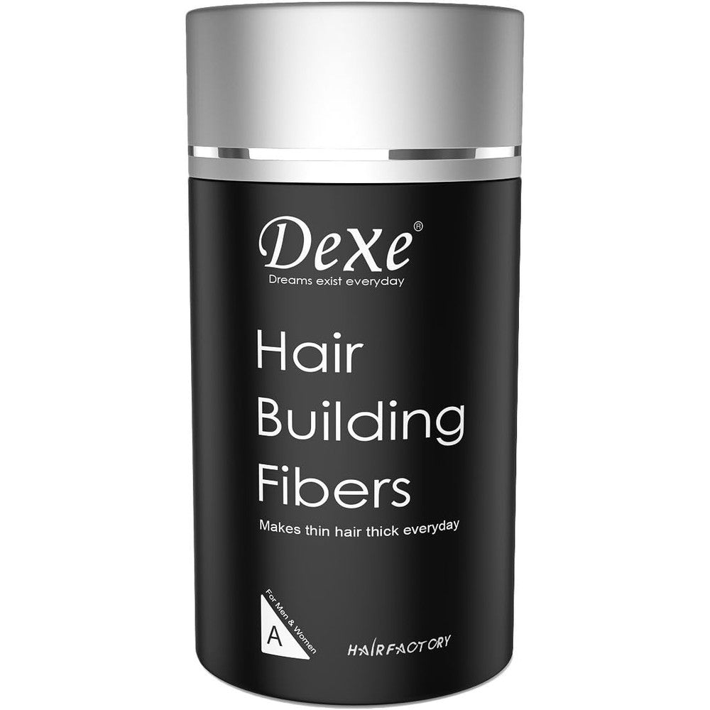 Dexe hair building fibers black front view bottle packaging