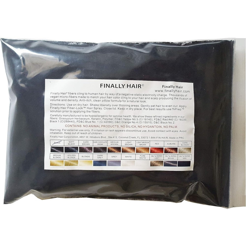 Finally Hair Fibers Refill Bag Black 56 Grams front view packaging