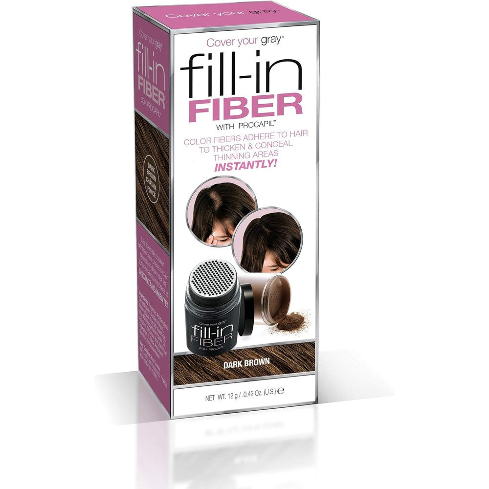 Cover Your Gray Pro Fill-In Fibers Dark Brown front view shaker bottle