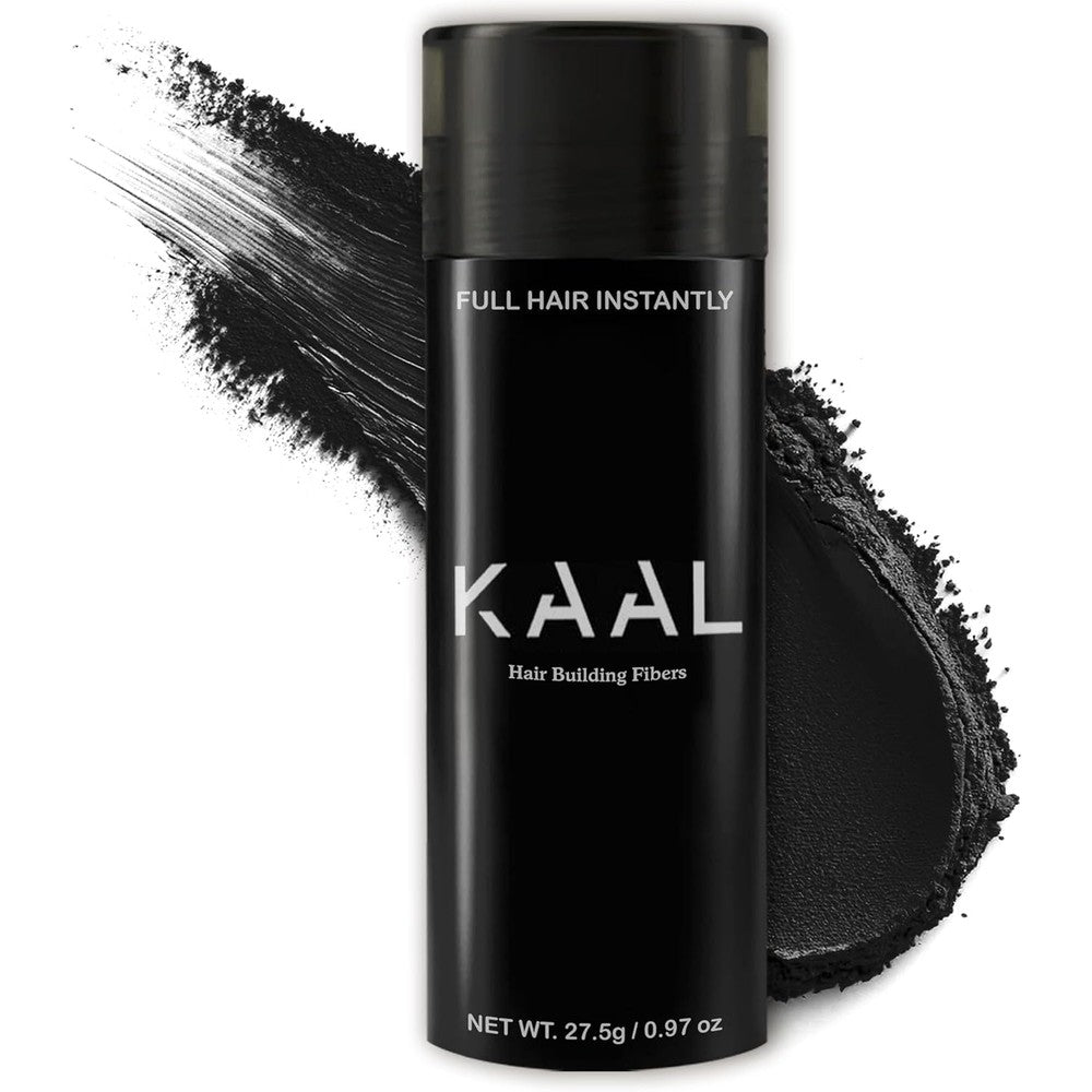 KAAL hair fibers refillable hair powder black front view bottle