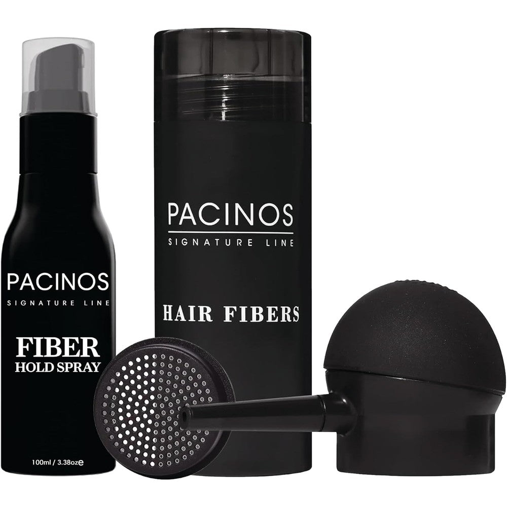 Pacinos Hair Fiber Kit front view dark brown hair thickening product