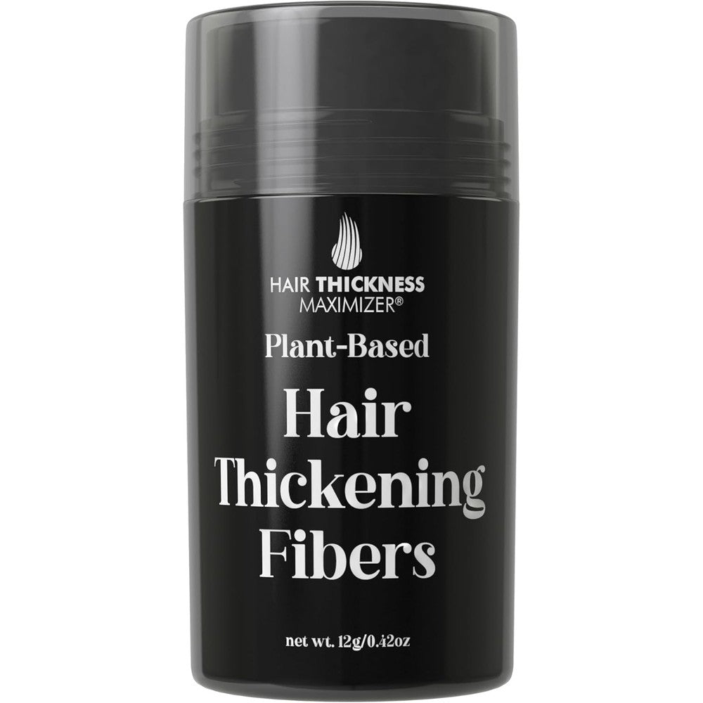 Hair Thickness Maximizer plant based hair fibers dark brown front view.