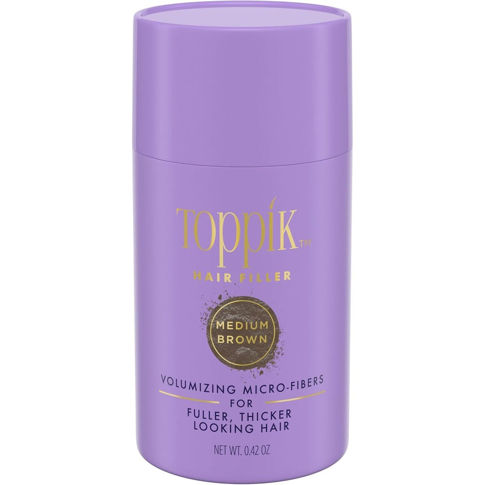 Toppik Hair Filler Medium Brown 12 Grams front view bottle for instant hair thickening