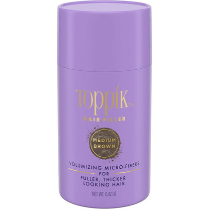 Toppik Hair Filler Medium Brown 12 Grams front view bottle for instant hair thickening