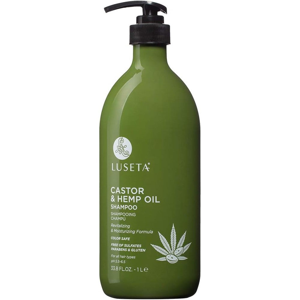 Luseta castor and hemp oil shampoo front view bottle