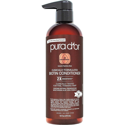 PURA D'OR Professional Grade Biotin Conditioner front view bottle on a white background for thinning hair care