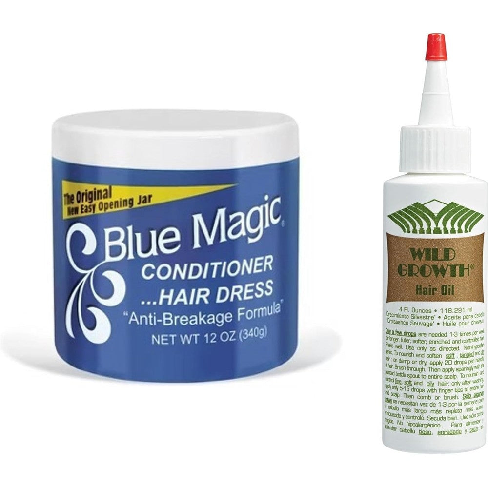 Blue Magic Conditioner and Wild Growth Oil set front view packaging