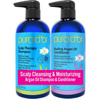 Pura D Or scalp therapy shampoo and conditioner set front view bottles