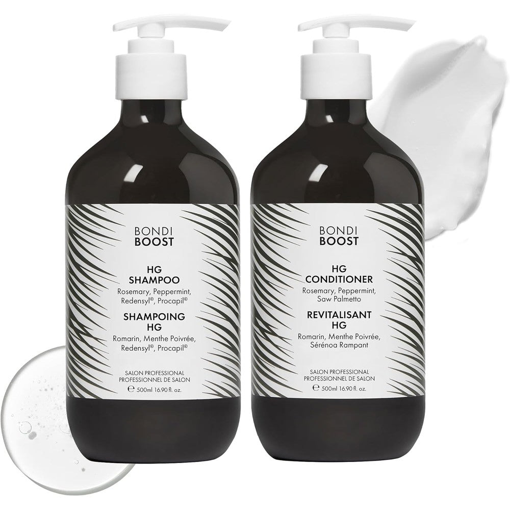 BondiBoost HG Anti-Thinning Shampoo and Conditioner Set front view bottles