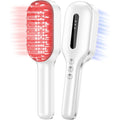 Haubat laser therapy hair growth comb front view showing red light and teeth.