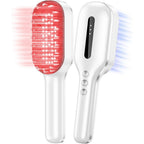 Haubat laser therapy hair growth comb front view showing red light and teeth.