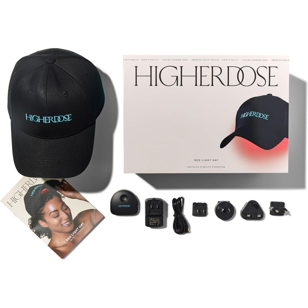 HigherDOSE red light therapy hat front view with LED diodes