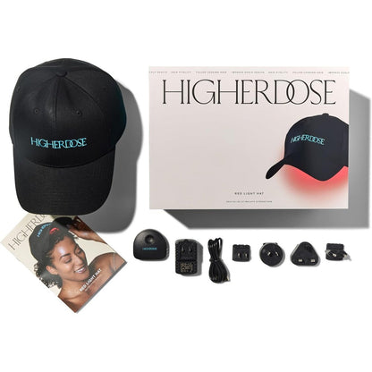 HigherDOSE Red Light Therapy Hat front view showing LED technology