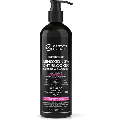 Growth Essence Premium 2 percent Minoxidil Shampoo for women front view bottle