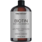 First Botany hair regrowth and anti hair loss shampoo front view of sixteen fluid ounce amber bottle