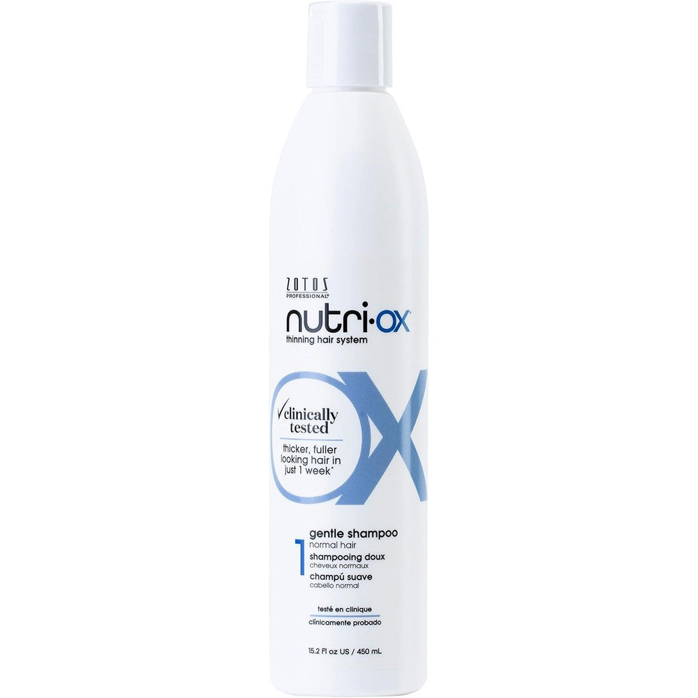 Nutri-Ox Gentle Shampoo front view bottle for thinning hair treatment