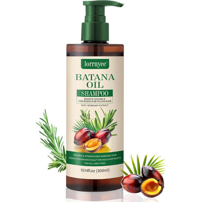 Lorrnyee Batana Oil Hair Growth Shampoo front view bottle for thinning hair treatment