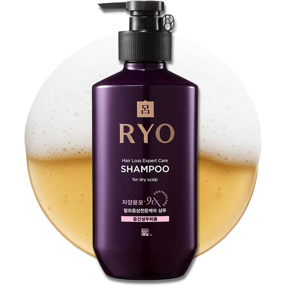 Ryo Hair Strength Expert Care Shampoo front view purple bottle for anti hair loss