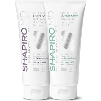 Shapiro MD Hair Growth Experts Hair Loss Shampoo and Conditioner set front view for thinning hair therapy