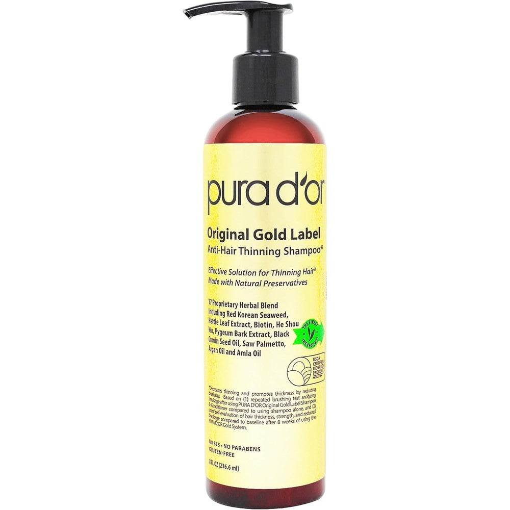 PURA DOR Original Gold Label Anti Thinning Biotin Shampoo front view bottle