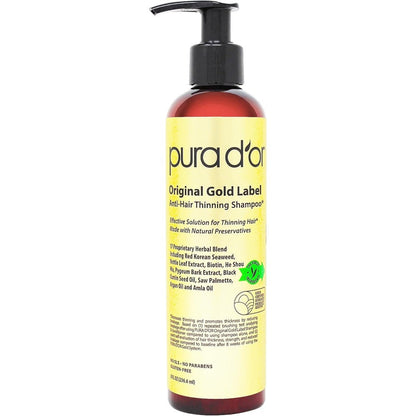 PURA DOR Original Gold Label Anti Thinning Biotin Shampoo front view bottle