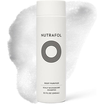 Nutrafol Root Purifier Scalp Microbiome Shampoo 8.1 fluid ounce front view bottle for thinning hair care