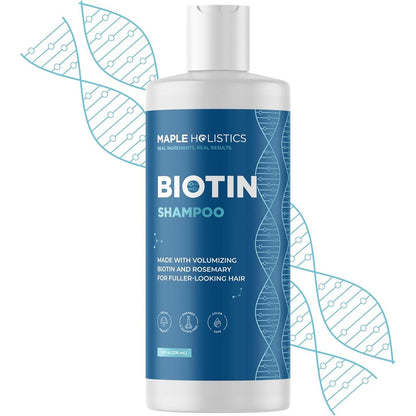 Maple Holistics Rosemary and Biotin Shampoo front view bottle for thinning hair care