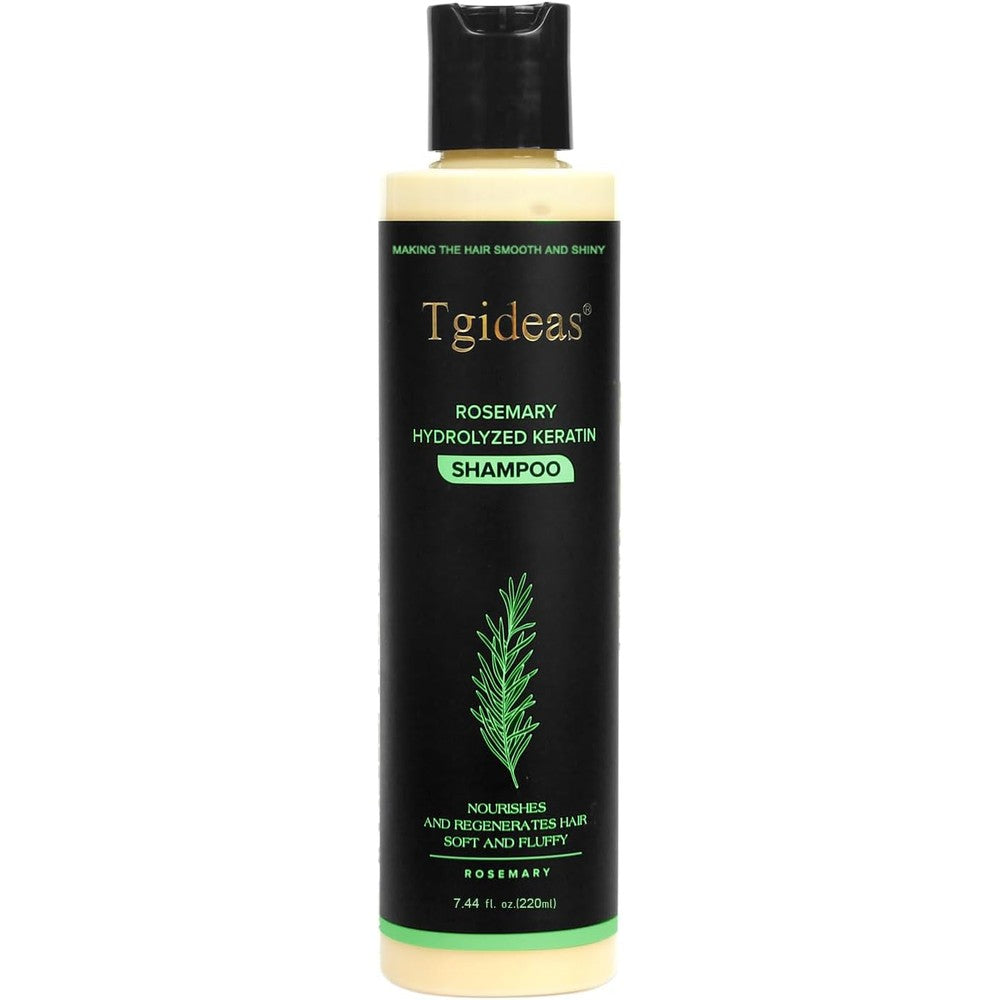 Tgideas Organic Rosemary Hair Growth Shampoo front view of bottle for thickening hair loss treatment.