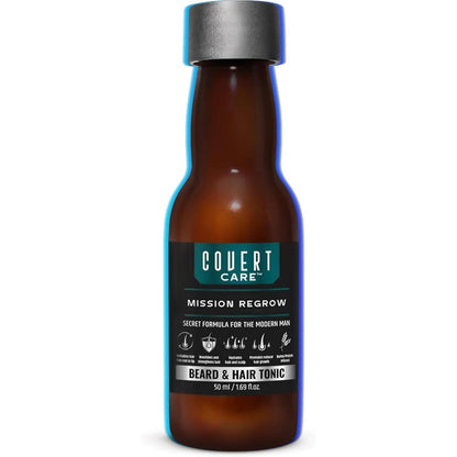 Arata Covert Care Mission Regrow Beard and Hair Thickening Serum front view bottle showing root activator text