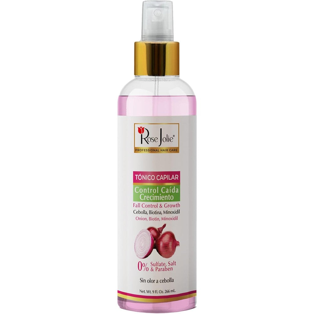 Rose Jolie Onion and Biotin Hair Tonic Spray front view bottle for hair growth