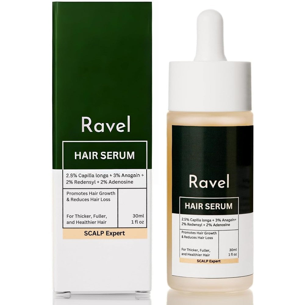 Ravel Advanced Hair Serum front view showing 30ml bottle for hair growth