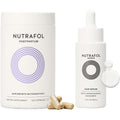 Nutrafol Postpartum hair growth supplements bottle front view commercial photography