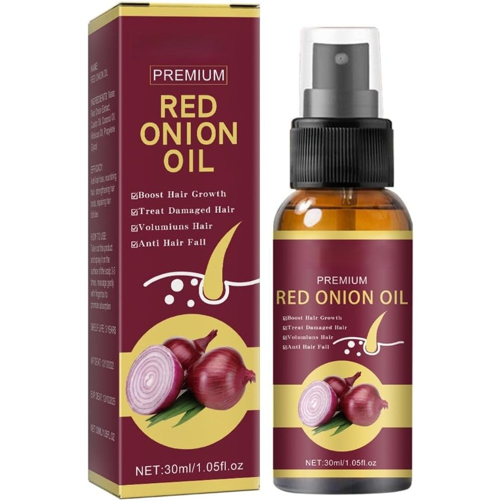 SHIJIN Elrachen red onion hair oil front view bottle and carton