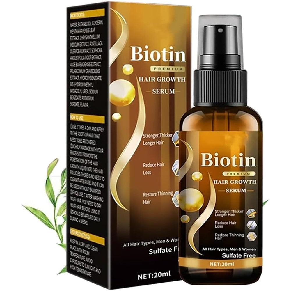 Godemmio Biotin Hair Growth Serum Spray front view showcasing premium packaging for hair loss treatment.