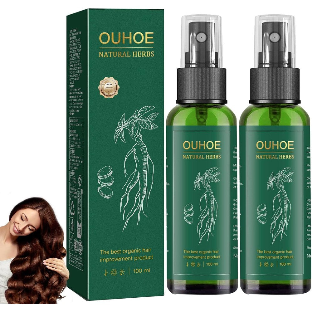Zixgiah Ouhoe ginseng hair growth spray bottles front view with packaging