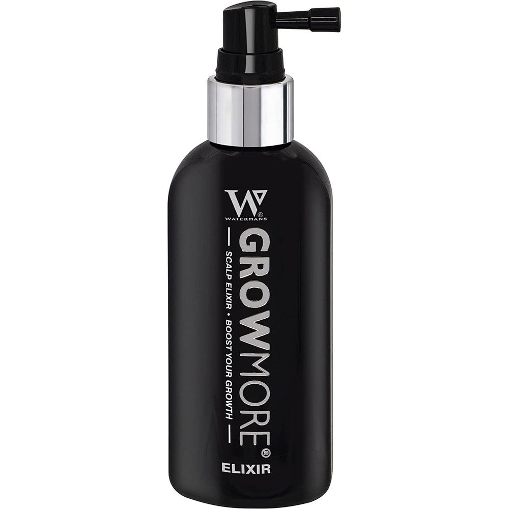 Watermans Grow More Elixir hair growth serum front view for scalp density treatment