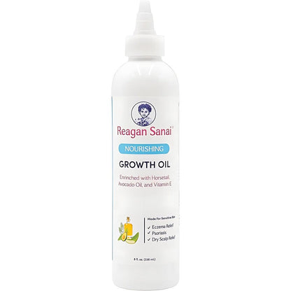 Reagan Sanai Nourishing Natural Hair Growth Oil 8 Ounce front view bottle for scalp treatment