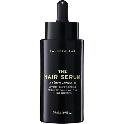 Caldera + Lab The Hair Serum front view of the 1.69 fluid ounce bottle for men's hair thickening.