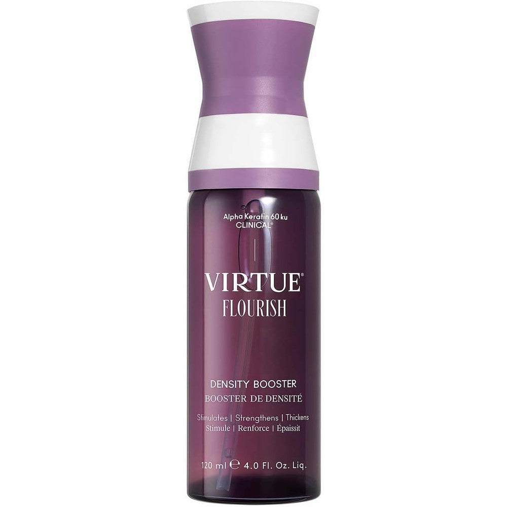 Virtue Flourish Hair Thinning Density Booster Spray Treatment front view bottle for hair growth