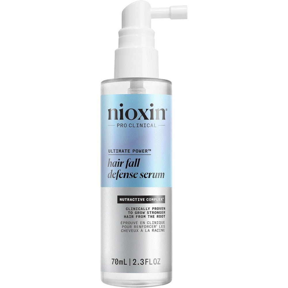 Nioxin Hair Fall Defense Intensive Daily Leave In Hair Treatment front view showing the seventy milliliter spray bottle.