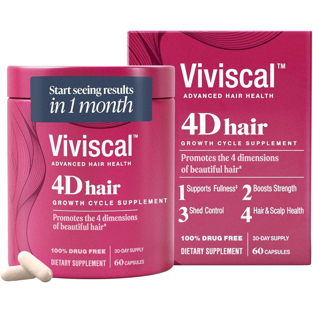 Viviscal 4D Hair Growth Cycle Supplements for Women front view bottle for hair thinning solutions