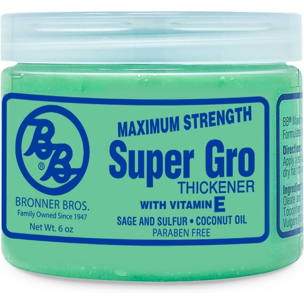 Bronner Bros Super Gro Maximum Strength hair dress front view jar for scalp treatment
